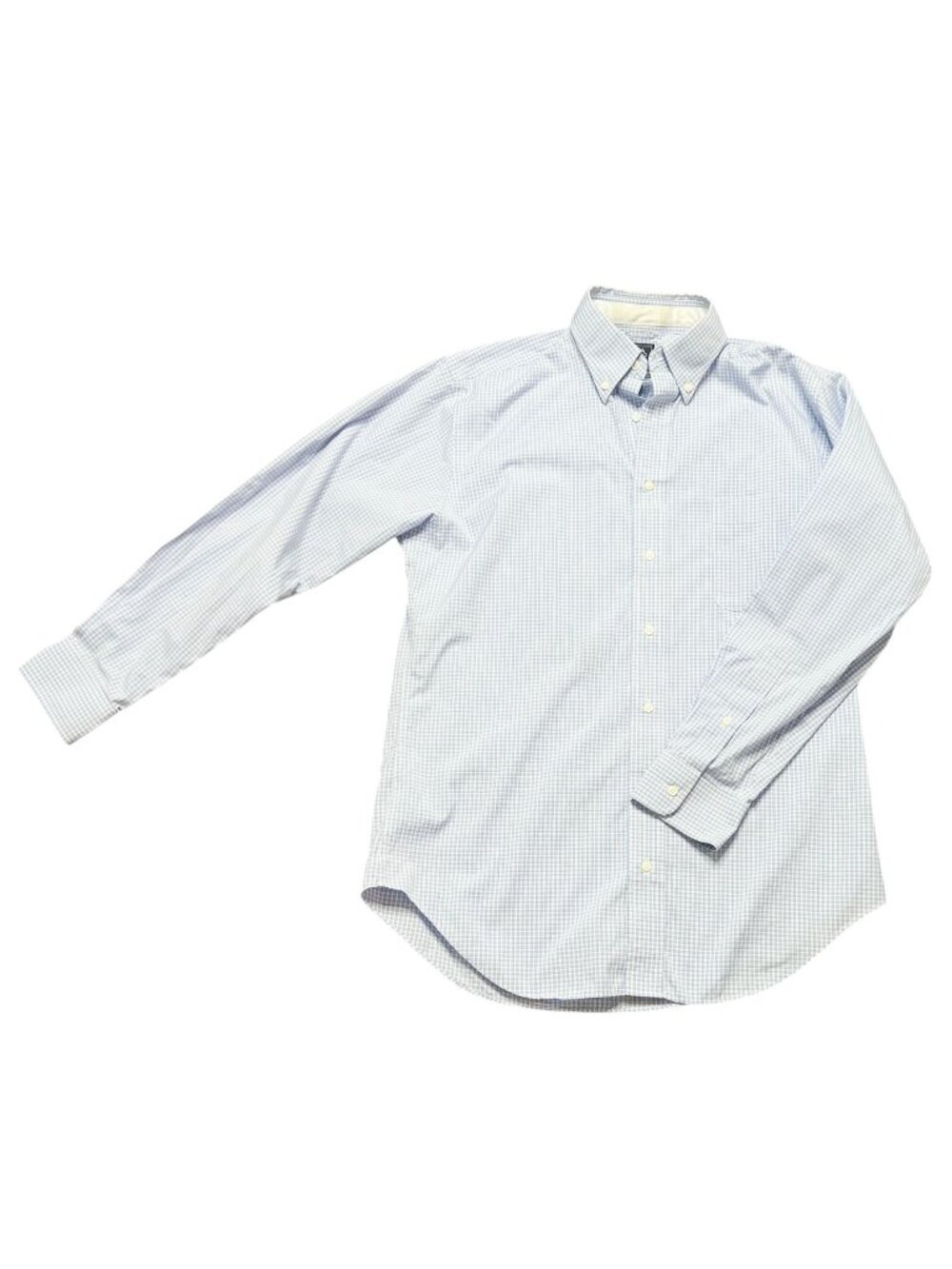 Jos A Bank Shirt Mens Neck Size 15.5 Travel Tech Tailored Fit Blue White Plaid